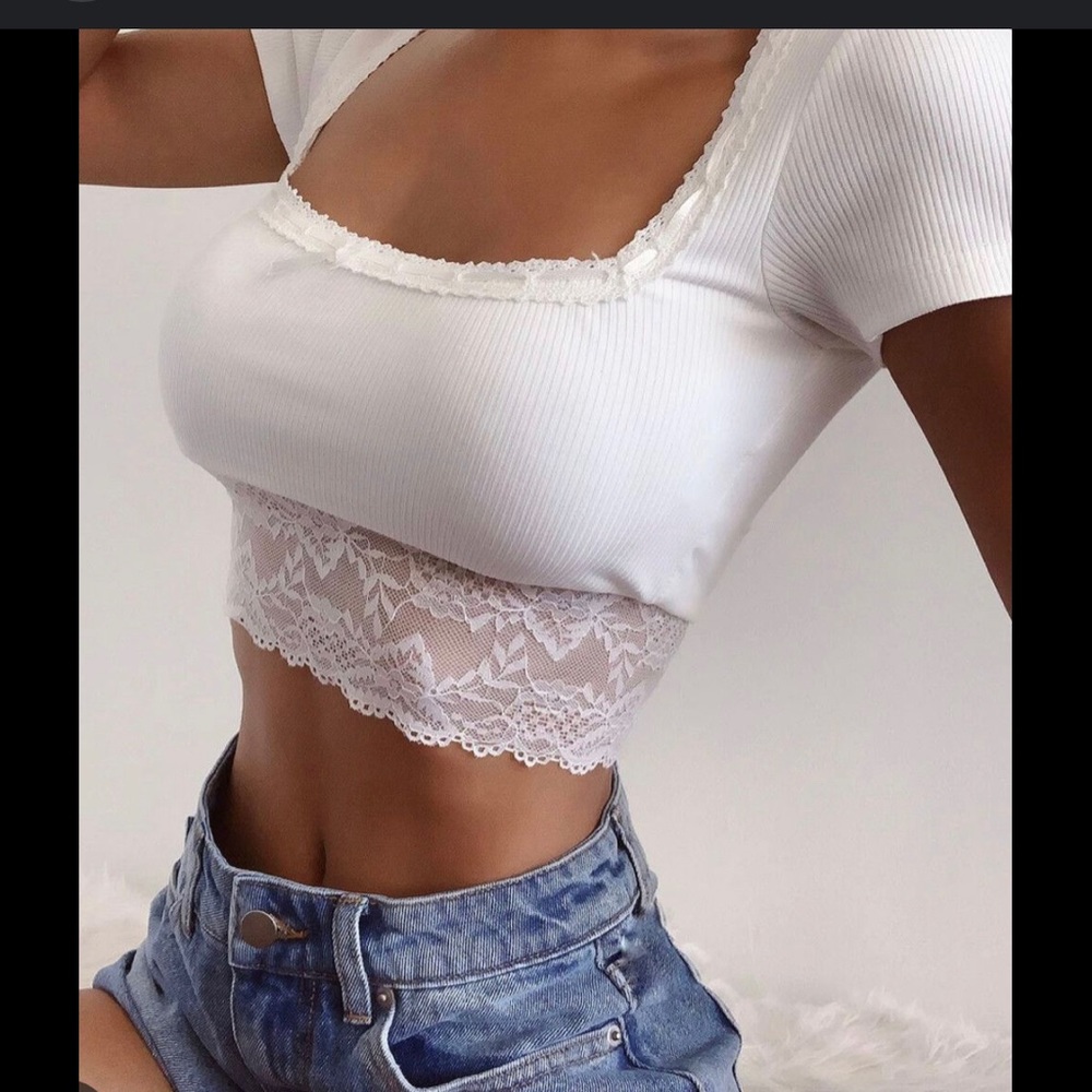Tiger Mist Viola Top, Baby Blue (XS) & White (S) Lace Crop
